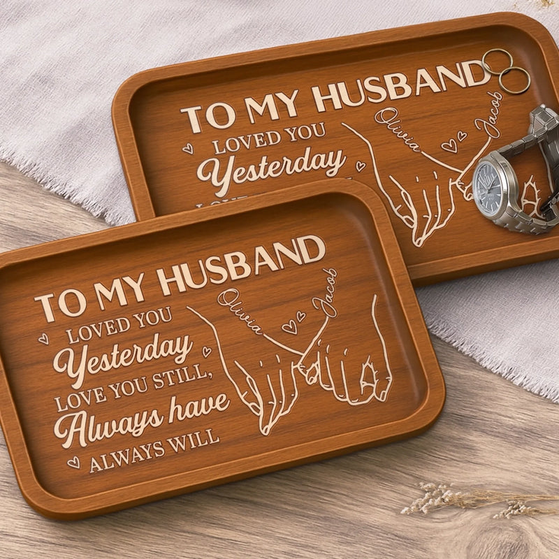 Custom Wooden Valet Tray - Personalized Anniversary Wedding Gifts For Husband And Wife, Him And Her - Thank You For Being My Forever, Couple Birthday Gifts For Him And Her