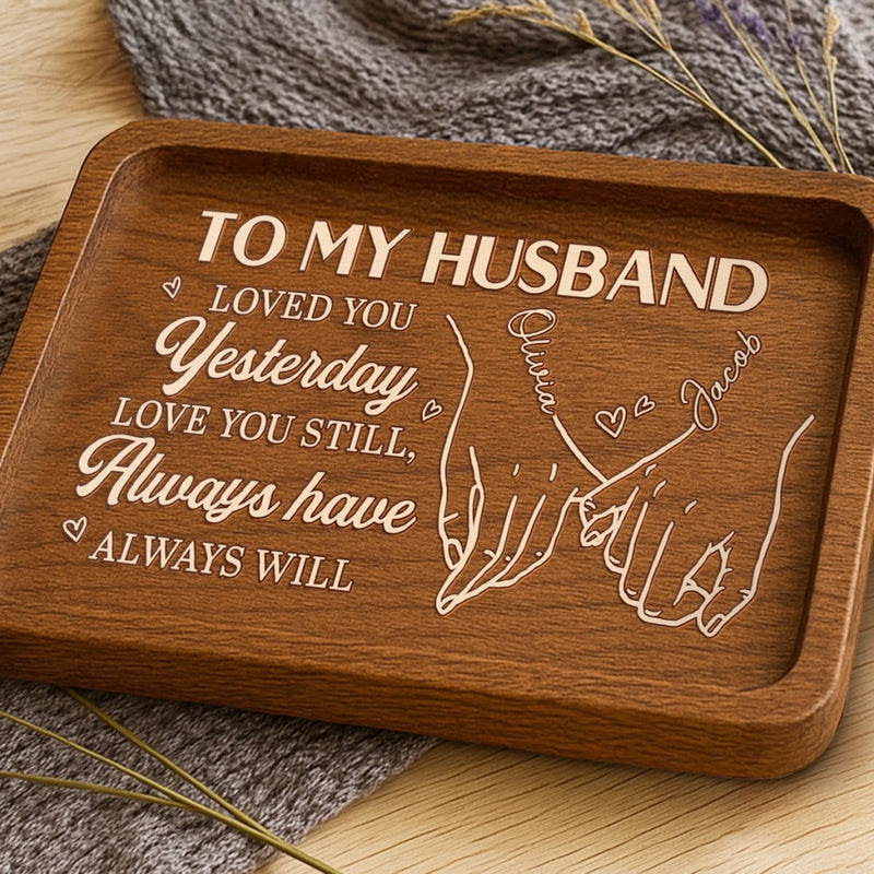 Custom Wooden Valet Tray - Personalized Anniversary Wedding Gifts For Husband And Wife, Him And Her - Thank You For Being My Forever, Couple Birthday Gifts For Him And Her