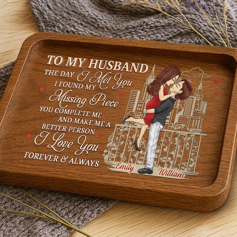 Custom Wooden Valet Tray - Personalized Anniversary Wedding Gifts For Husband And Wife, Him And Her - Love You More Everyday, Couple Birthday Gifts For Him And Her