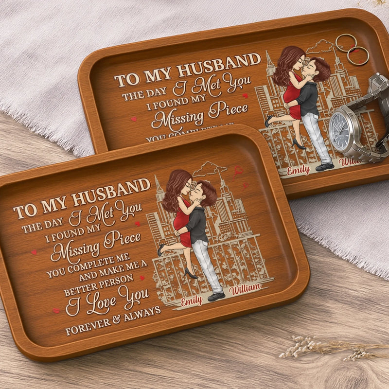 Custom Wooden Valet Tray - Personalized Anniversary Wedding Gifts For Husband And Wife, Him And Her - Love You More Everyday, Couple Birthday Gifts For Him And Her