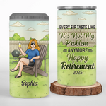 Custom 4 In 1 Can Cooler Tumbler - Personalized Retirement Gifts For Retirees - Vacation Is My New Job