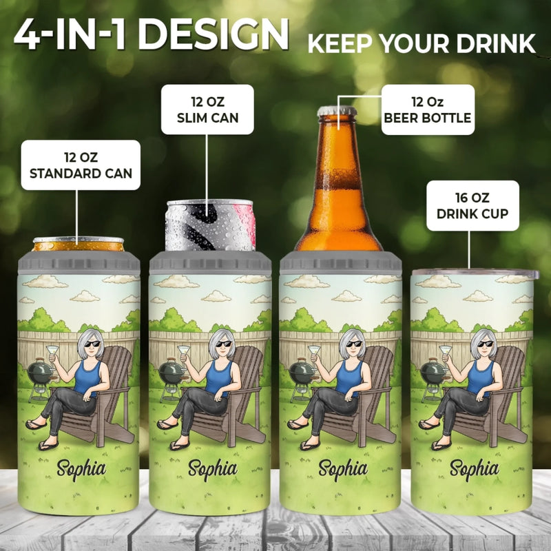 Custom 4 In 1 Can Cooler Tumbler - Personalized Retirement Gifts For Women, Men - Vacation Is My New Job