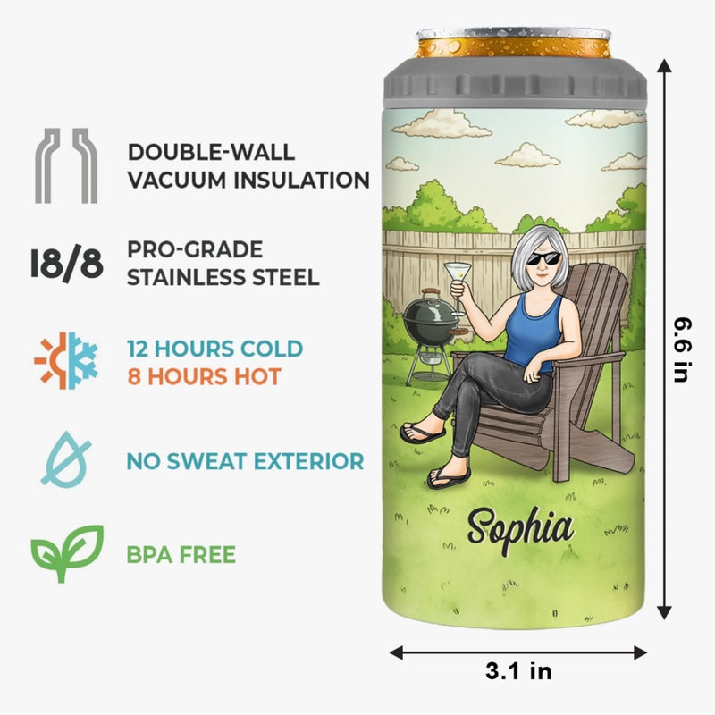 Custom 4 In 1 Can Cooler Tumbler - Personalized Retirement Gifts For Women, Men - Vacation Is My New Job