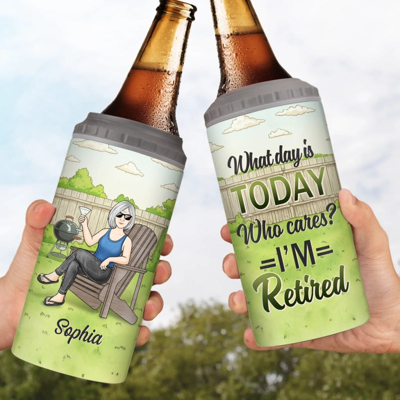 Custom 4 In 1 Can Cooler Tumbler - Personalized Retirement Gifts For Women, Men - Vacation Is My New Job