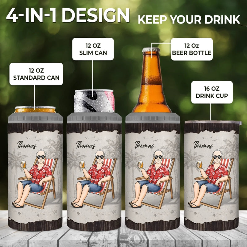Custom 4 In 1 Can Cooler Tumbler - Personalized Retirement Gifts For Women, Men - Master Of Relaxation