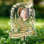 Custom Photo Stain Glass Style Acrylic Garden Stake - Personalized Memorial Sympathy Gifts For Mom, Grandma - Heartstrings Never Break