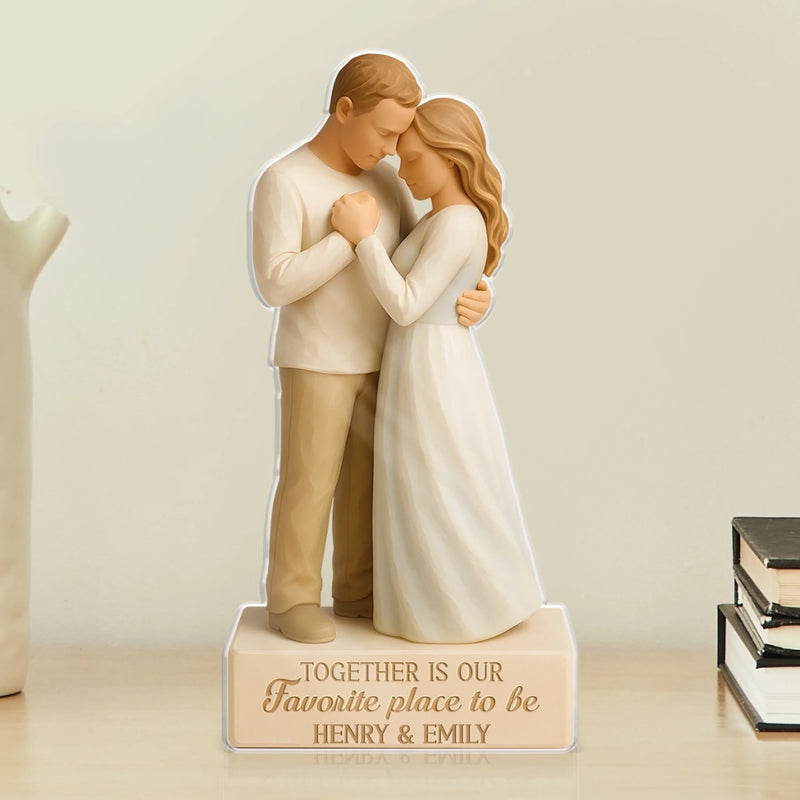 Custom Shaped Acrylic Plaque - Personalized Anniversary Wedding Gifts For Husband And Wife, Him And Her - Our Story, Our Happy Place