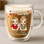 Custom Double Wall Glass Mug - Personalized Best Friend Birthday Gifts For BFF, Best Friends, Bestie - Trouble Makers Club