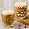 Custom Double Wall Glass Mug - Personalized Best Friend Birthday Gifts For Women - Miles Away Still Sharing Coffee