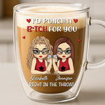 Custom Double Wall Glass Mug - Personalized Best Friend Birthday Gifts For BFF, Best Friends, Bestie - Trouble Makers Club