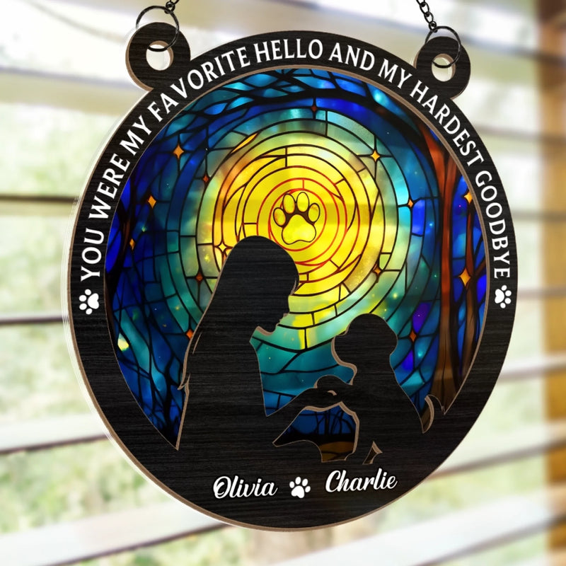 Custom Window Hanging Suncatcher Ornament - Personalized Pet Memorial Gifts For Dogs - Paws Forever Imprinted On My Soul