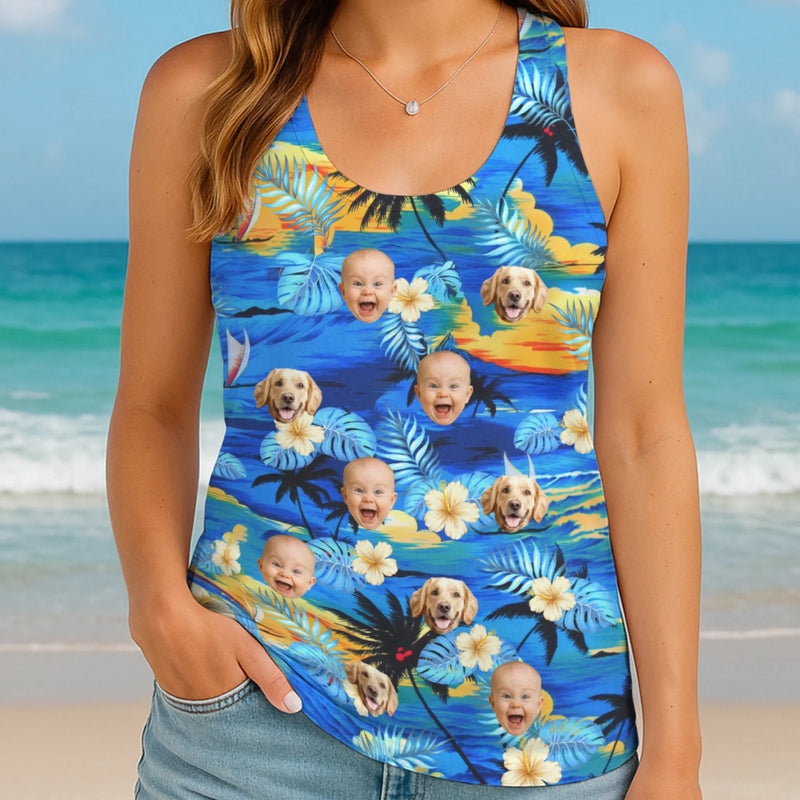 Custom Photo Tanktop - Personalized Summer Vacation And Travel Gifts For Family, Dog Cat Lovers - Wear The Laughs Everywhere