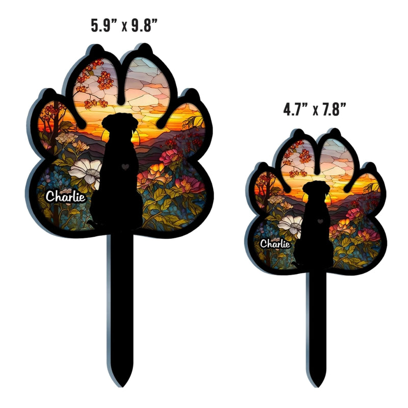 Custom Stain Glass Style Acrylic Garden Stake - Personalized Pet Memorial Gifts For Dogs - Love Knows No Goodbye