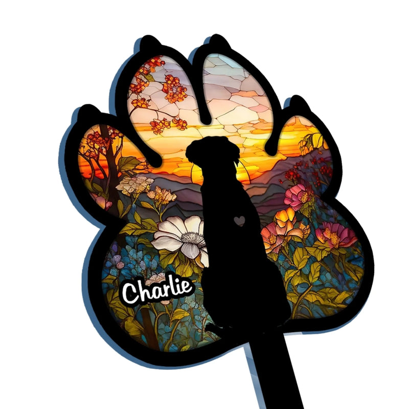 Custom Stain Glass Style Acrylic Garden Stake - Personalized Pet Memorial Gifts For Dogs - Love Knows No Goodbye