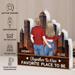 Custom Romantic City Skyline Gifts for Couples - Personalized Custom Shaped Light Box