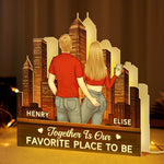 Custom Romantic City Skyline Gifts for Couples - Personalized Custom Shaped Light Box