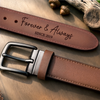 Custom Double-Sided Engraved Leather Belt - Personalized Anniversary Wedding Gifts For Husband And Wife, Him And Her - Forever And Always