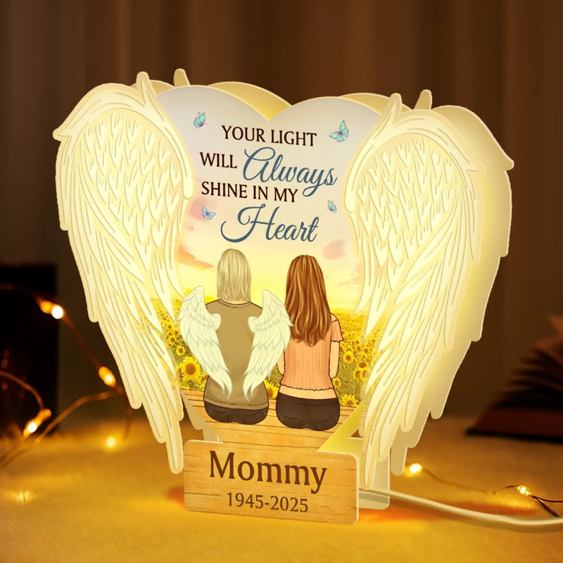 Custom Shaped Light Box - Personalized Memorial Sympathy Gifts For Loss Of Mom, Dad - A Light That Never Fades