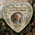 Custom Photo Heart Shaped Memorial Stone - Personalized Memorial Sympathy Gifts For Mom, Dad, Grandma - Memories Last Forever
