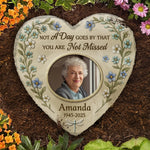 Custom Photo Heart Shaped Memorial Stone - Personalized Memorial Sympathy Gifts For Mom, Dad, Grandma - Memories Last Forever