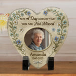 Custom Photo Heart Shaped Memorial Stone - Personalized Memorial Sympathy Gifts For Mom, Dad, Grandma - Memories Last Forever