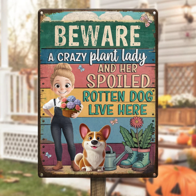 Custom Home Decor Metal Sign - Personalized Garden Gifts For Gardeners, Dog Lovers, Dog Dad And Mom - Peace Love Plants And Muddy Paws