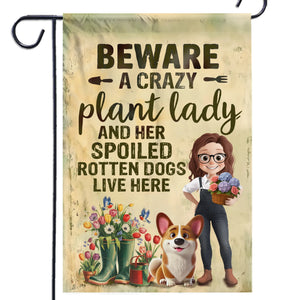 Custom Flag - Personalized Garden Gifts For Gardeners, Dog Lovers, Dog Dad And Mom - Crazy Plant Lady With A Dog Boss