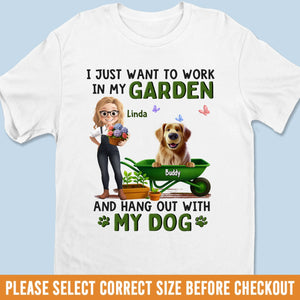 T-shirt unisexe personnalisé, t-shirt premium, sweat à capuche - Cadeaux de jardinage personnalisés pour jardiniers, amoureux des chiens, papa et maman de chiens - Jardinage et câlins de chien, tout ce dont j'ai besoin