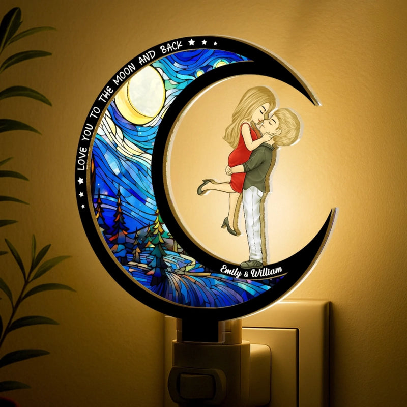 Custom Wood And Acrylic Night Light - Personalized Anniversary Wedding Gifts For Husband And Wife, Him And Her - Our Love Shines At Night