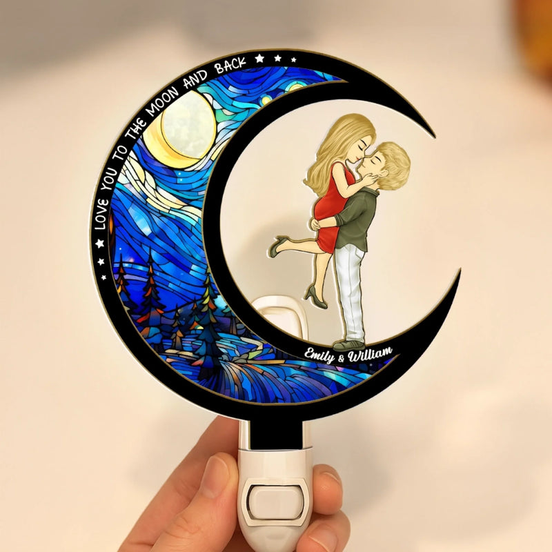 Custom Wood And Acrylic Night Light - Personalized Anniversary Wedding Gifts For Husband And Wife, Him And Her - Our Love Shines At Night