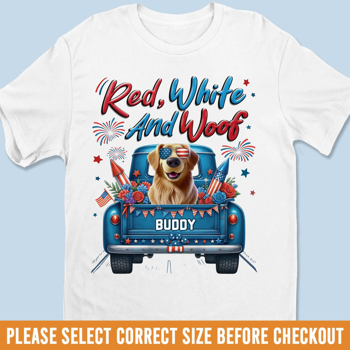 Custom Unisex T-shirt, Premium T-shirt, Hoodie - Personalized 4th Of July Gifts For Dog Lovers, Dog Dad And Mom - Fetching Freedom