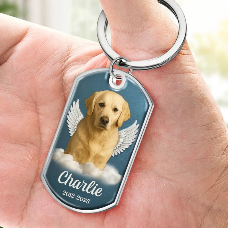 Custom Photo Keychain - Personalized Pet Memorial  Gifts For Dogs, Cats - My Guardian Angel