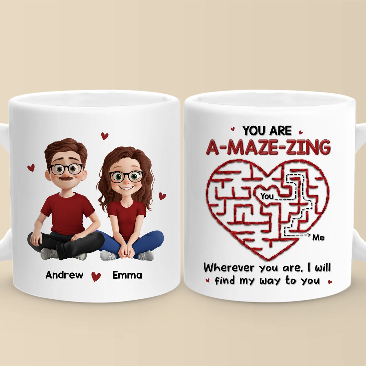 Mug personnalisé - Cadeaux d'anniversaire de mariage personnalisés pour mari et femme, lui et elle - Stuck On You, Forever