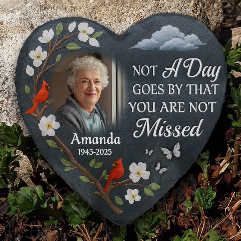 Custom Photo Heart Shaped Memorial Stone - Personalized Memorial Sympathy Gifts For Loss Of Mom, Dad - Still Loving, Still Missing