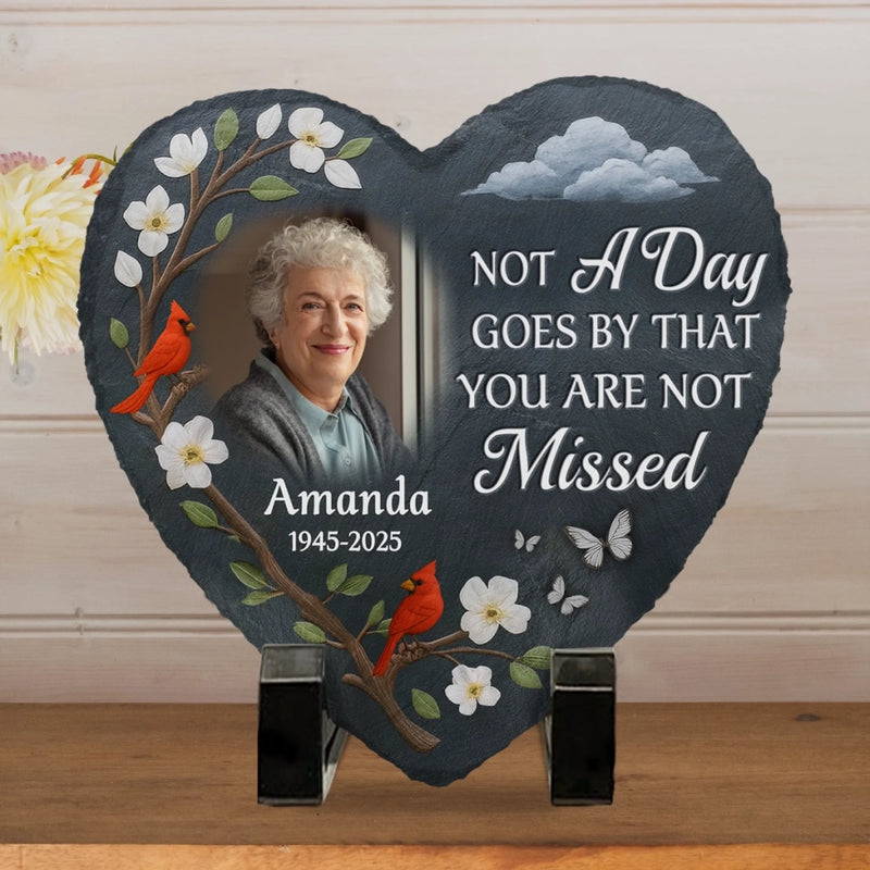 Custom Photo Heart Shaped Memorial Stone - Personalized Memorial Sympathy Gifts For Loss Of Mom, Dad - Still Loving, Still Missing