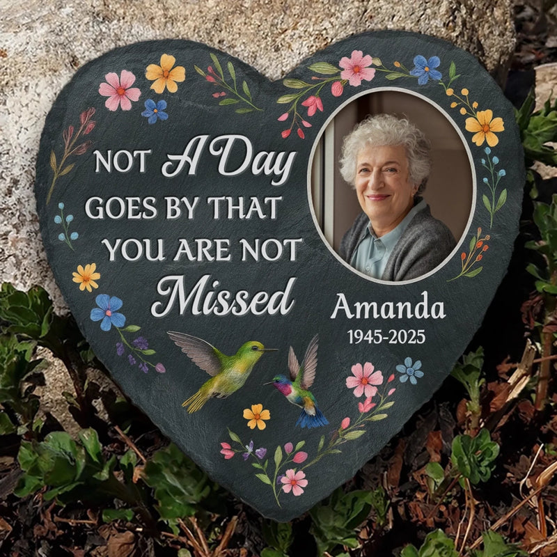 Custom Photo Heart Shaped Memorial Stone - Personalized Memorial Sympathy Gifts For Loss Of Mom, Dad - Always Near, Always Dear