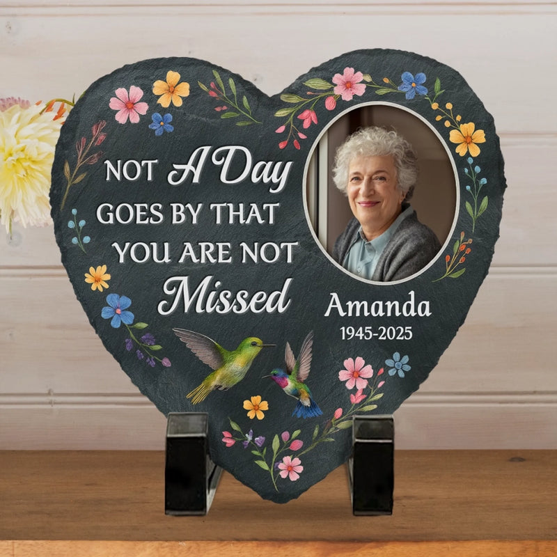 Custom Photo Heart Shaped Memorial Stone - Personalized Memorial Sympathy Gifts For Loss Of Mom, Dad - Always Near, Always Dear