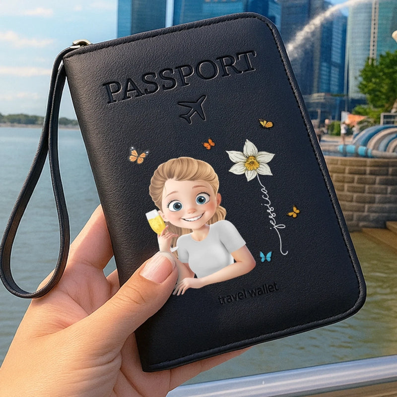Custom Passport Wallet, Passport Holder - Personalized Summer Vacation And Travel Gifts For Women, Men - Wanderlust Crew