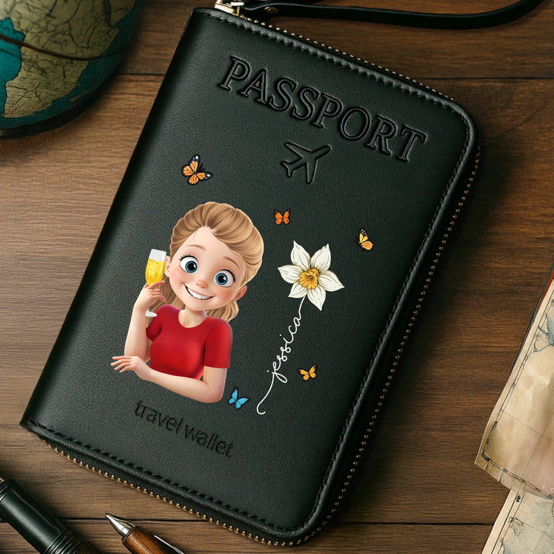 Custom Passport Wallet, Passport Holder - Personalized Summer Vacation And Travel Gifts For Women, Men - Wanderlust Crew