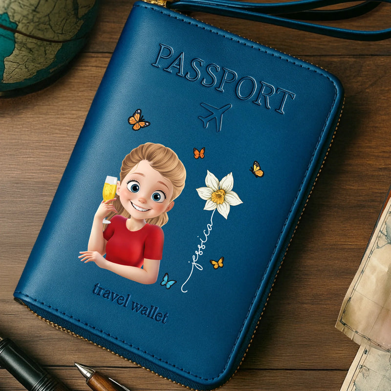 Custom Passport Wallet, Passport Holder - Personalized Summer Vacation And Travel Gifts For Women, Men - Wanderlust Crew