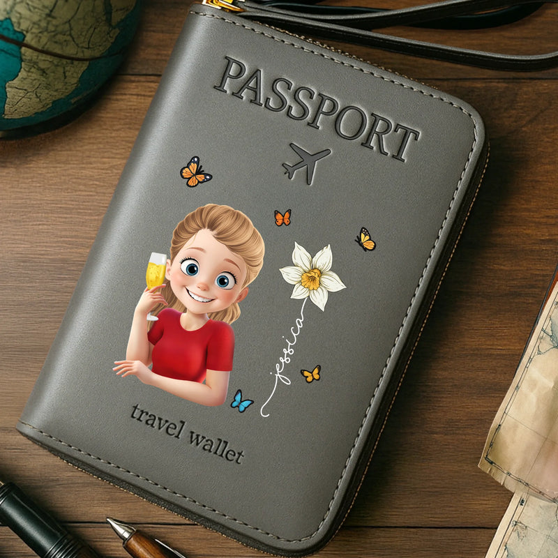 Custom Passport Wallet, Passport Holder - Personalized Summer Vacation And Travel Gifts For Women, Men - Wanderlust Crew