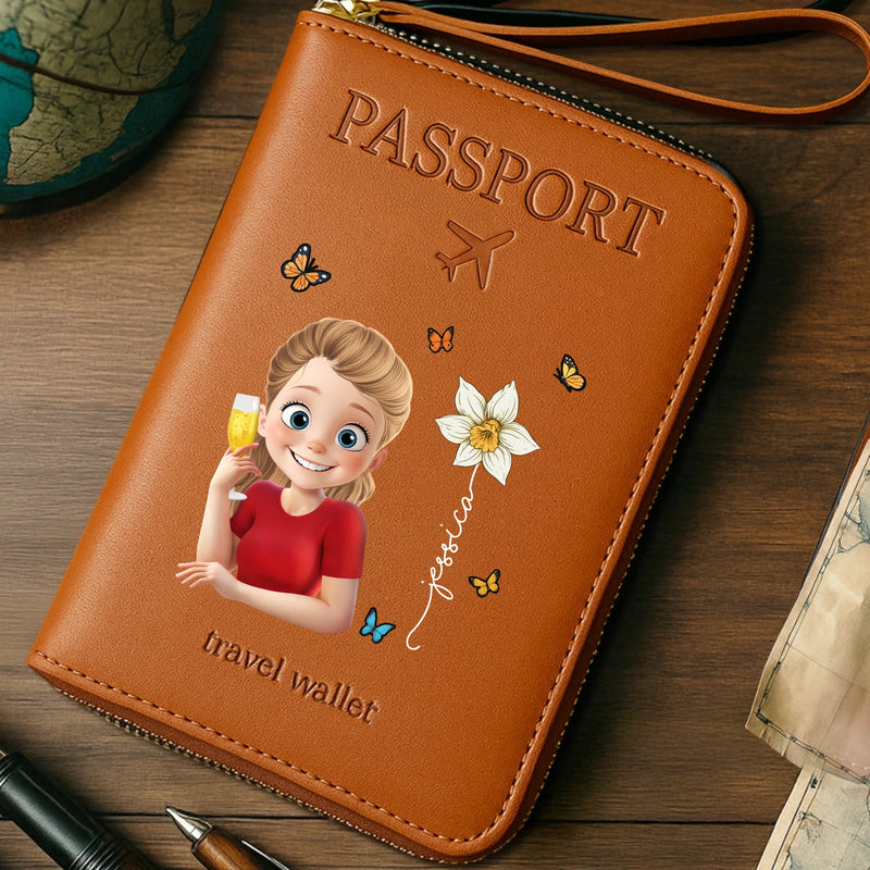 Custom Passport Wallet, Passport Holder - Personalized Summer Vacation And Travel Gifts For Women, Men - Wanderlust Crew