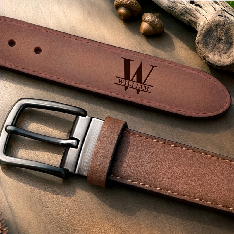 Custom Double-Sided Engraved Leather Belt - Personalized Anniversary Wedding Gifts For Husband And Wife, Him And Her - Belting Out My Love