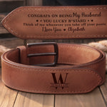 Custom Name Funny Husband Gifts - Personalized Double-Sided Engraved Leather Belt