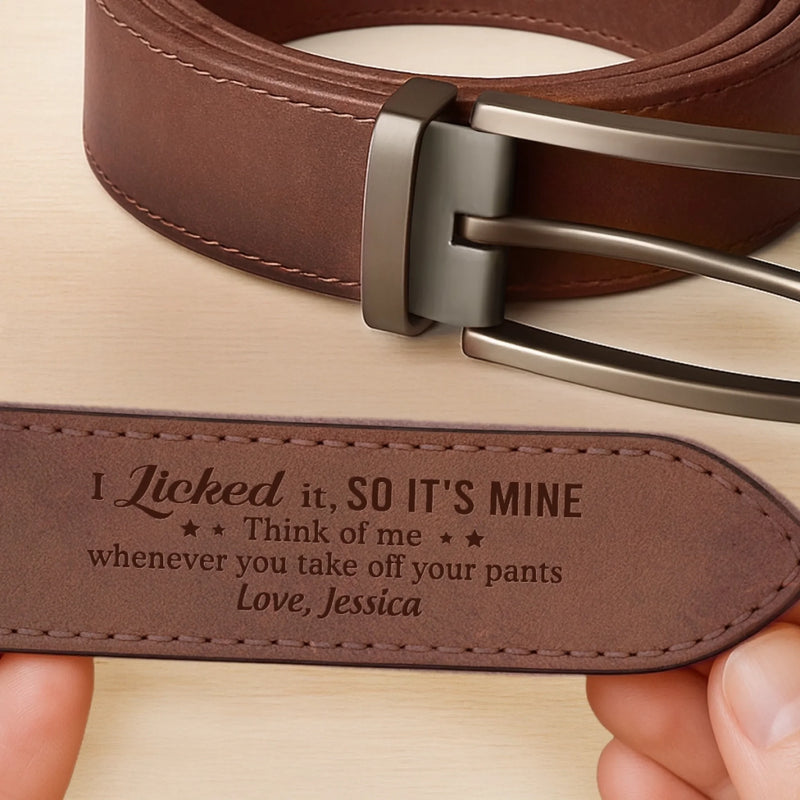 Custom Double-Sided Engraved Leather Belt - Personalized Anniversary Wedding Gifts For Husband And Wife, Him And Her - Pants Up, Love Up