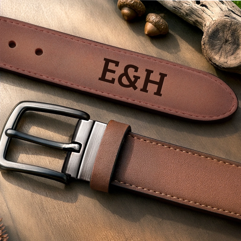 Custom Double-Sided Engraved Leather Belt - Personalized Anniversary Wedding Gifts For Husband And Wife, Him And Her - My Favorite Distraction