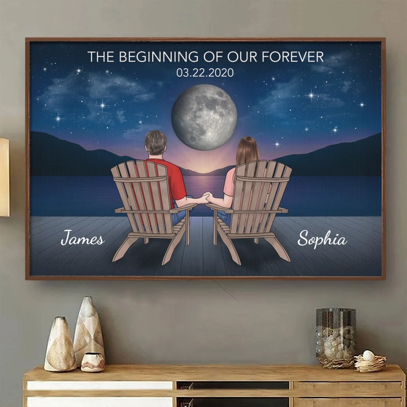 Custom Horizontal Poster - Personalized Anniversary Wedding Gifts For Husband And Wife, Him And Her - The Beginning Of Our Forever