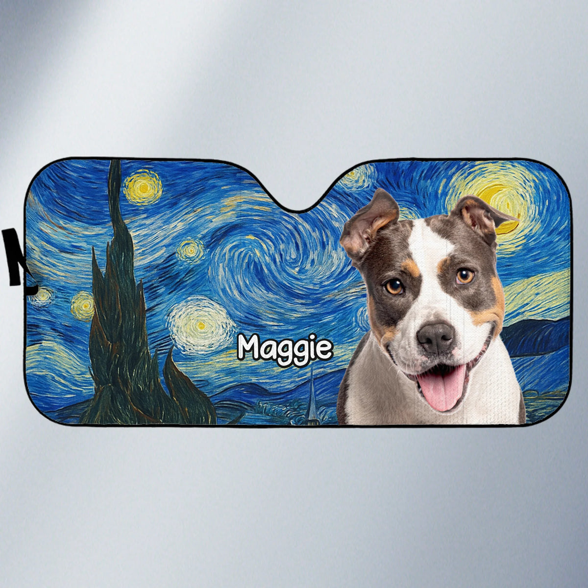 Custom Photo Auto Windshield Sunshade, Car Window Protector - Personalized Birthday Gifts For Dog Cat Lovers, Dog Dad And Mom, Cat Owners - Painted In Fur And Stars