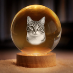 Custom Photo Crystal Globe Lamp - Personalized Pet Memorial Sympathy Gifts For Dogs, Cats - Memories Glow Eternal