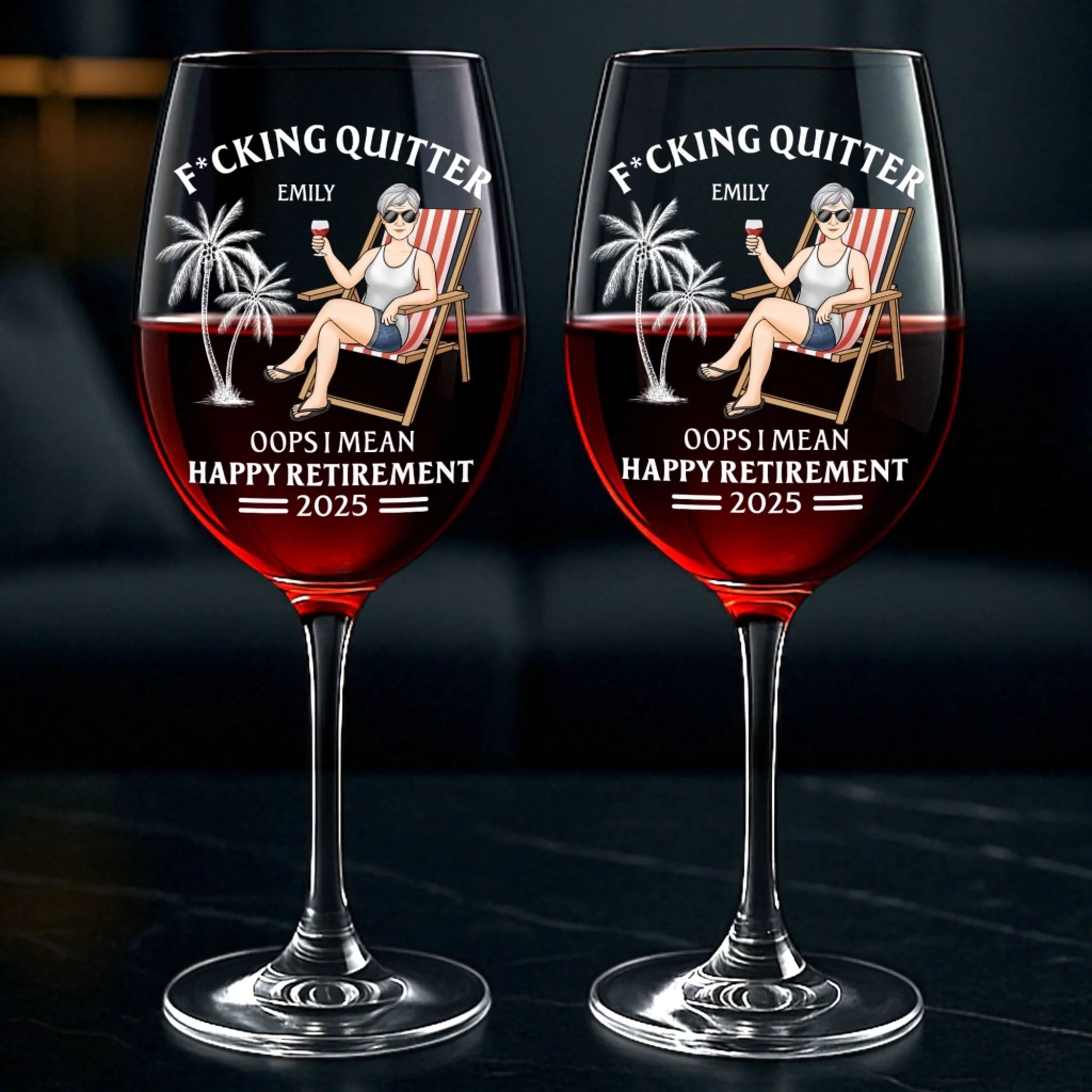 Custom Stemmed Wine Glass - Personalized Retirement Gifts For Women, M